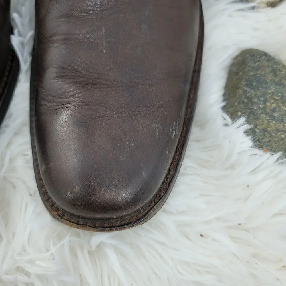 Gordon rush studded brown leather ankle boots. (K)